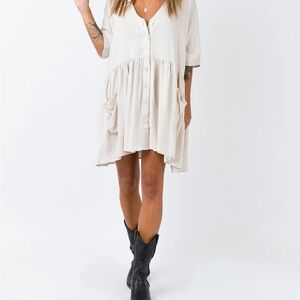 Princess Polly Beige Button-Down Top